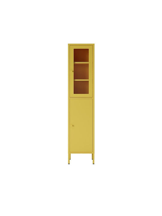Wohnzimmer Vitrine aus Metallisch mit Verglast Gelbe 35x30x180cm