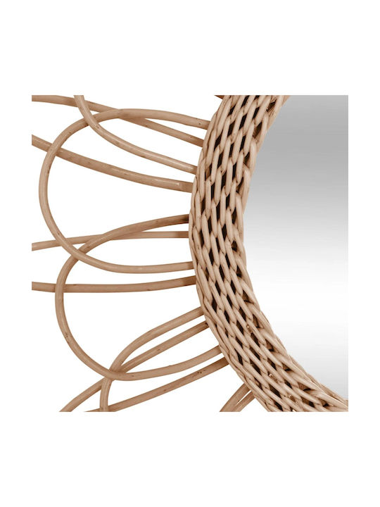 Atmosphera Καθρέπτης Τοίχου με Μπεζ Rattan Πλαίσιο Διαμέτρου 56cm