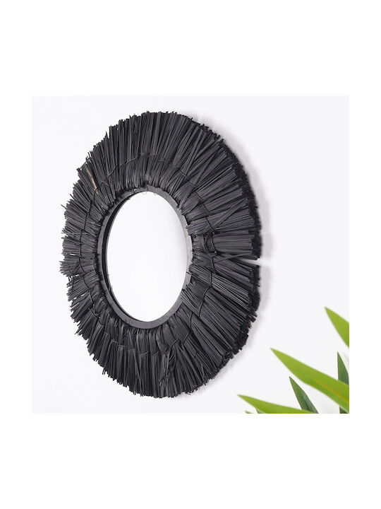 K-m Black Καθρέπτης Τοίχου με Μαύρο Πλαστικό Πλαίσιο Διαμέτρου 30cm