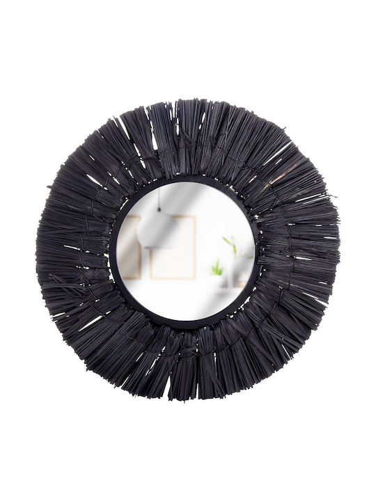 K-m Black Καθρέπτης Τοίχου με Μαύρο Πλαστικό Πλαίσιο Διαμέτρου 30cm