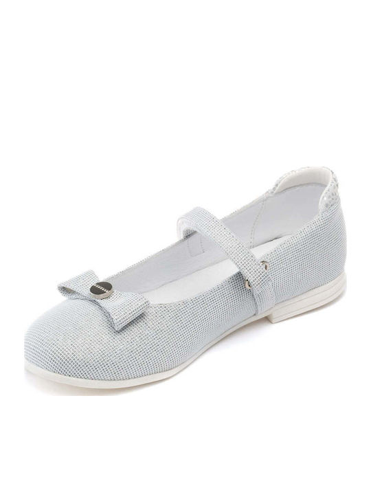Kids Anatomic Leather Ballerinas with Hoop & Loop Closure Silver