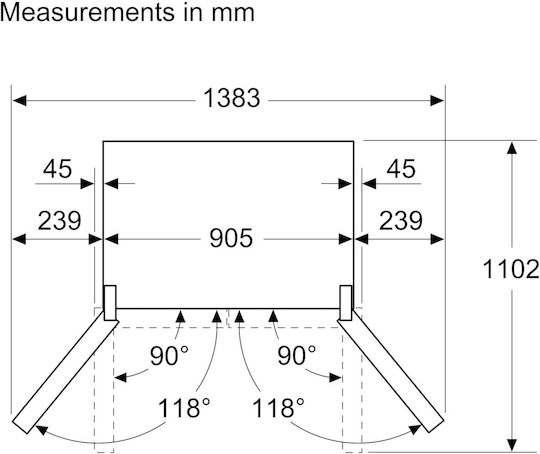 Bosch Хладилник Гардероб 574лт В183xШ90.5xД73.1см. Inox KFI96AXEA