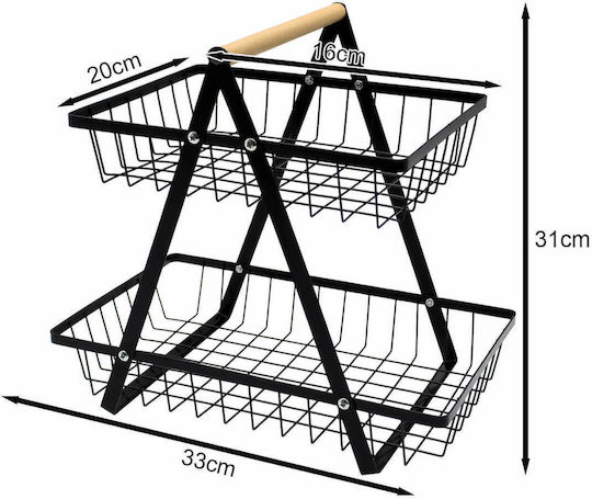 Obstschale Metallisch 2 Niveaus Schwarz 33x20x31cm Obstschale Metallisch 2 Niveaus Schwarz 33x20x31cm