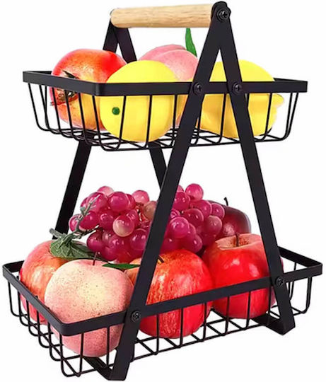 Obstschale Metallisch 2 Niveaus Schwarz 33x20x31cm
