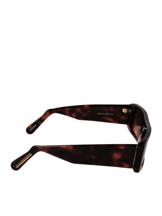GCDS Unisex Sunglasses with Brown Plastic Frame and Brown Gradient Lens