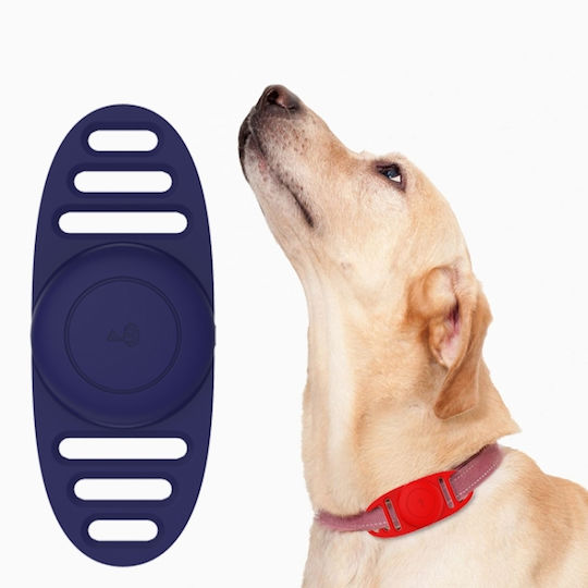 Airtag Binaural Cover Waterproof Case Tracker Silicone Collar Locator Cover for Pets Luminous Blue