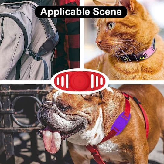 Airtag Binaural Cover Waterproof Case Tracker Silicone Collar Locator Cover for Pets Luminous Blue