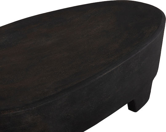 Oval Central Coffee Table Santorini Wooden Black W100xL60xH33cm