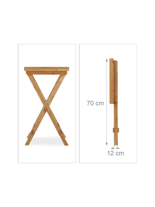 Masă Laterală Rectangulară Din Bambus Pliabilă Natural Brown L66xL50xÎ38.5cm
