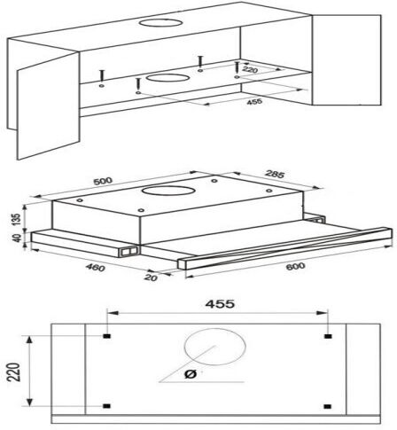 Hyundai Συρόμενος Απορροφητήρας 60cm Inox