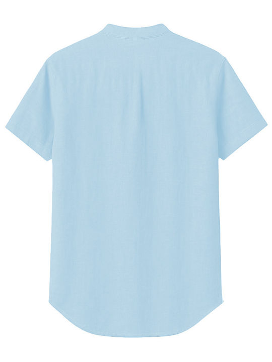 Short-sleeved Linen Shirt Light Blue