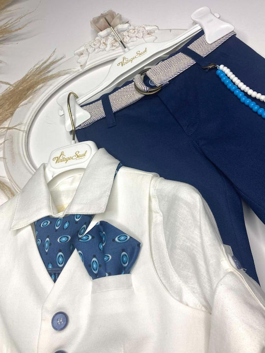 Vintage Soul Boys Baptism Suit with Vest White