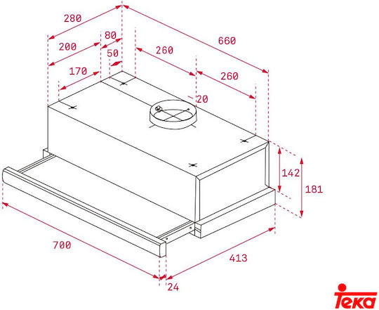 Teka TL 7420.2 ΙΧ Συρόμενος Απορροφητήρας 70cm Inox