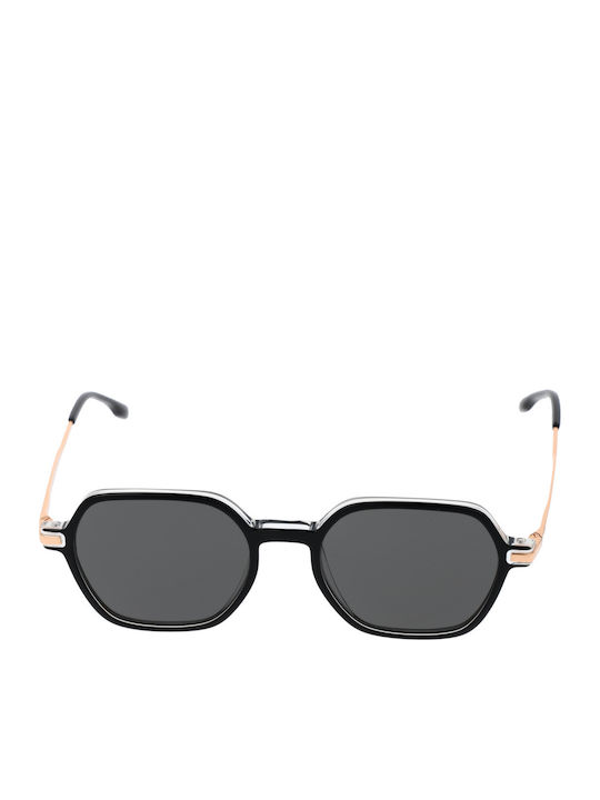 Bulget Unisex Sunglasses with Gold Plastic Frame and Black Lens BGY9006 H01
