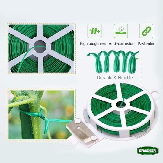 Rolă de sârmă pentru plante acoperită cu plastic Grasher, cu tăietor, 50m 104044