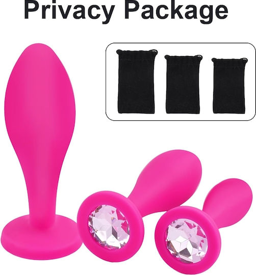 triple anal plug Silicone Gem Inlay Triple Plug Anal Kit main image 1