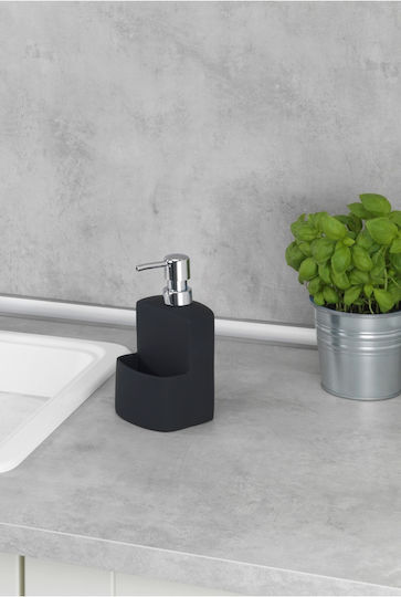 Wenko Festival Tabletop Ceramic Dispenser for the Kitchen with Sponge Holder Black 380ml