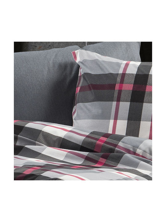 Dimcol Εκάβη Σετ Μαξιλαροθήκες με Φάσα 424 Grey-bordeaux 50x70εκ.