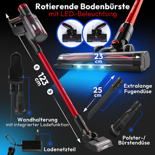 ProfiCare Pc-bs Επαναφορτιζόμενη Σκούπα Stick 22.2V Κόκκινη