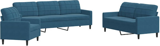 Living Room Furniture Set 2 seater & 2 seater & Armchair Blue