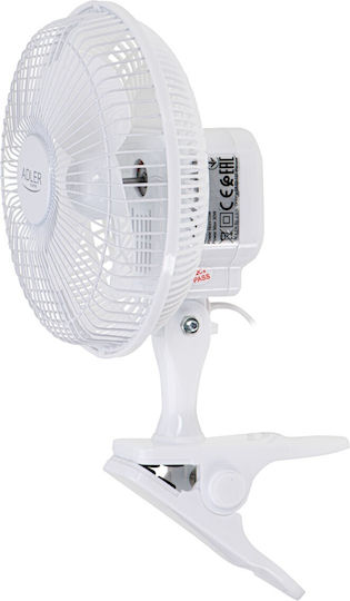 Adler Ad 7317 Clip Fan 15W 15cm Diameter White