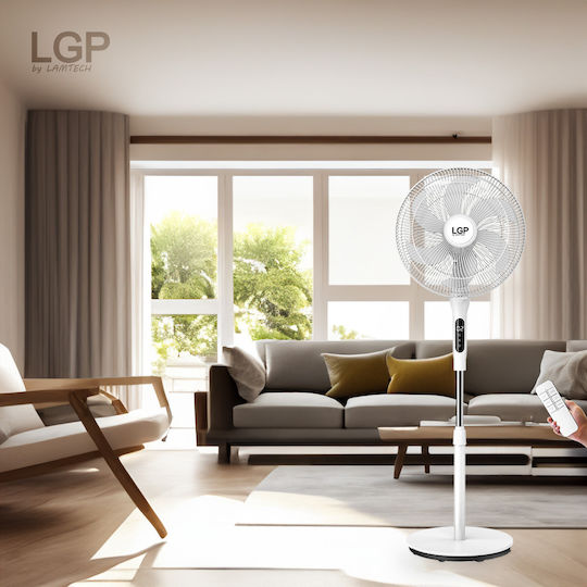 Lamtech Lamtech Pedestal Fan 55W with a 40cm Diameter Remote Control White