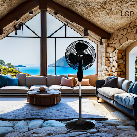 Lamtech Ανεμιστήρας Ορθοστάτης 45W Διαμέτρου 40cm Μαύρος