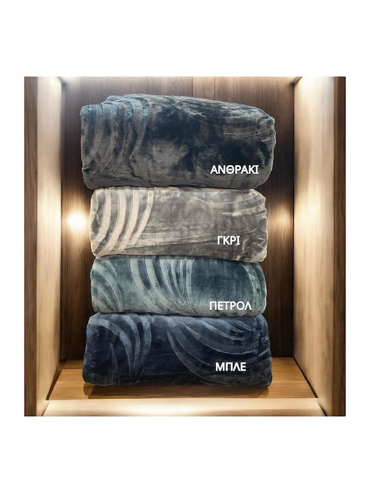 Linea Home Velvet Blanket Super King Size 220x240cm Grey