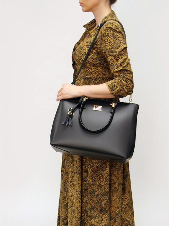 Leather Women's Bag Tote Handbag Black / Gold