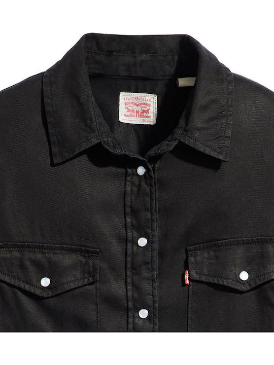Western Women's Denim Long Sleeve Shirt Black