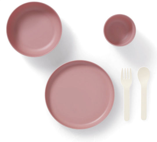 Feeding Set made of Plastic Pink 5pcs for 6+ months