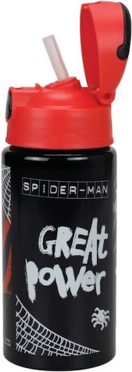 Gim Flip Kids Water Bottle Spiderman Aluminium with Straw 500ml
