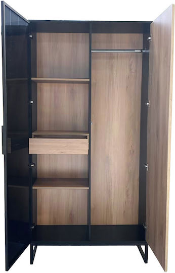 Mystery Δίφυλλη Ντουλάπα 104x39x210cm Φυσικό Σκούρο Μαύρο Mystery Δίφυλλη Ντουλάπα 104x39x210cm Φυσικό Σκούρο Μαύρο