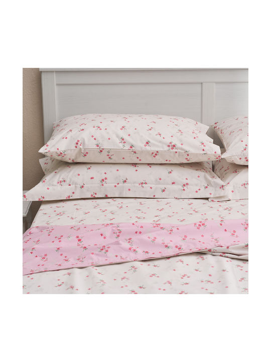 Charalambidis Textiles Ρετρό Σετ Μαξιλαροθήκες Ροζ 52x72εκ.
