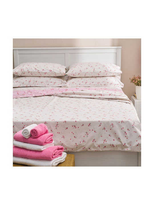 Charalambidis Textiles Ρετρό Σετ Μαξιλαροθήκες Ροζ 52x72εκ.