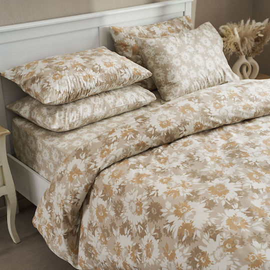 Charalambidis Textiles Chrysanthemum Pillowcase Set Beige 52x72cm.