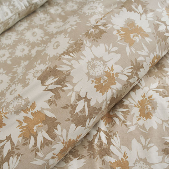 Charalambidis Textiles Chrysanthemum Pillowcase Set Beige 52x72cm.