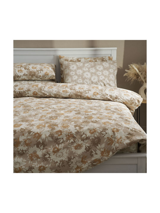 Charalambidis Textiles Χρυσάνθεμο Σετ Μαξιλαροθήκες Μπεζ 52x72εκ.