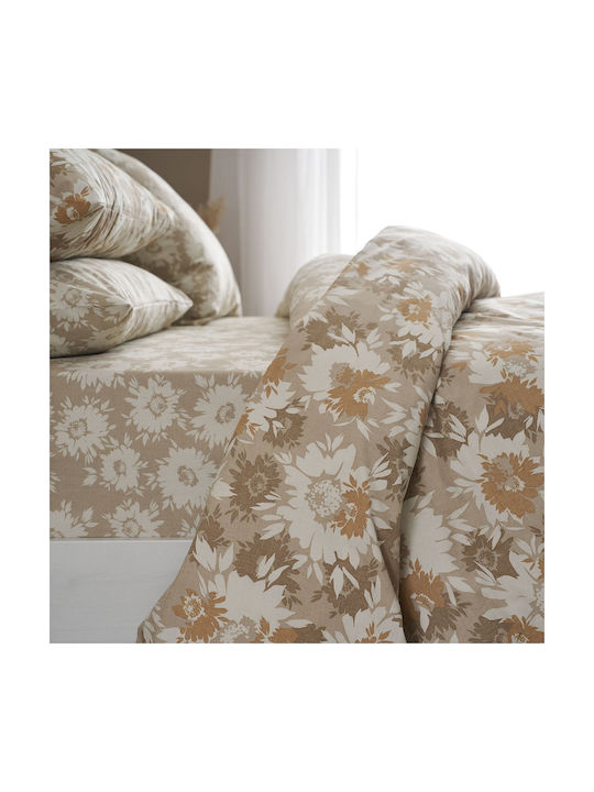 Charalambidis Textiles Χρυσάνθεμο Σετ Μαξιλαροθήκες Μπεζ 52x72εκ.