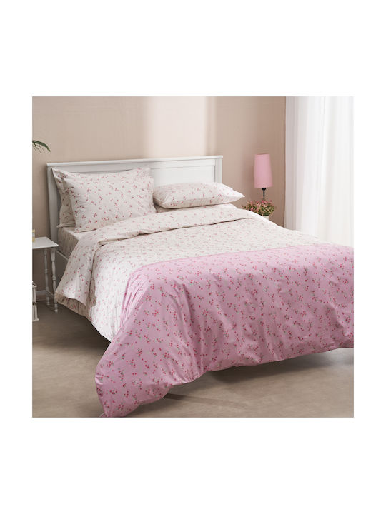 Charalambidis Textiles Ρετρό Σετ Μαξιλαροθήκες Ροζ 52x72εκ.