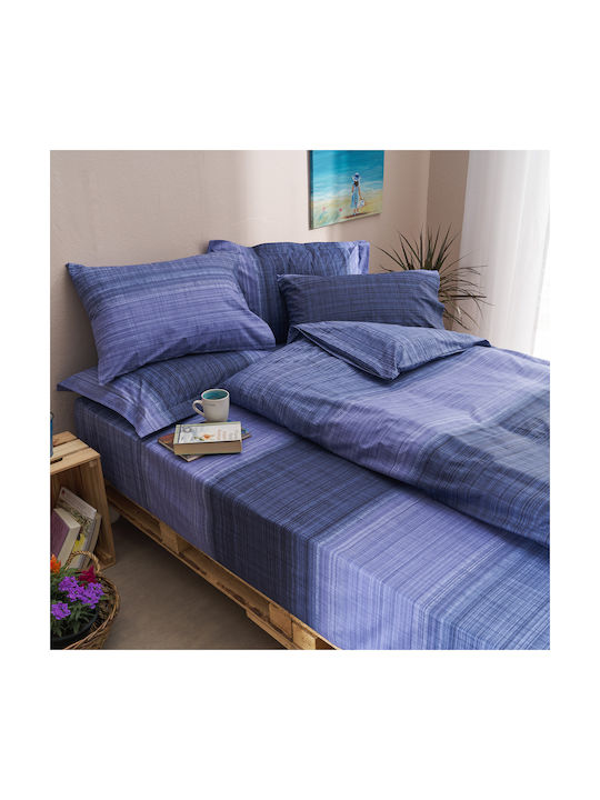 Charalambidis Textiles Σαντορινη Σετ Μαξιλαροθήκες Μπλε 52x72εκ.