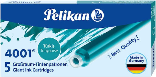 Pelikan 4001 5 Replacement Inks for Fountain Pen Turquoise