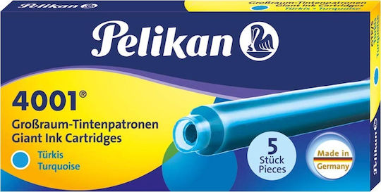 Pelikan 4001 5 Replacement Inks for Fountain Pen Turquoise