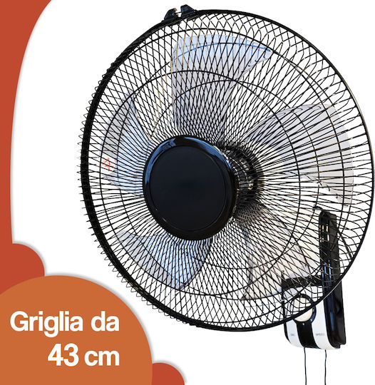 Bakaji Wall Fan 65W Diameter 43cm Black