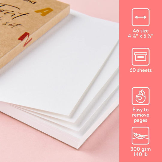 Carnet de schițe pentru acuarelă Intrend Professional A6, 60 coli, 300 g/m², hârtie albă, pensulă cu rezervor de apă