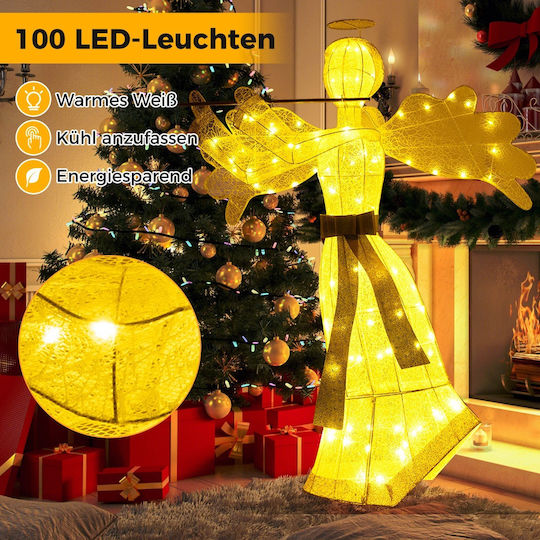 Costway Costway Illuminated Christmas Angel 100 LED Lights 3D Decorative Angel Figure Cm24919de