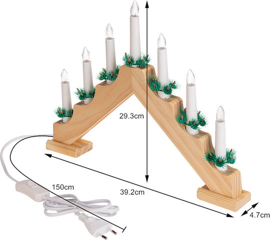 Bakaji Christmas Wood Candlestick 39.2x29.3cm