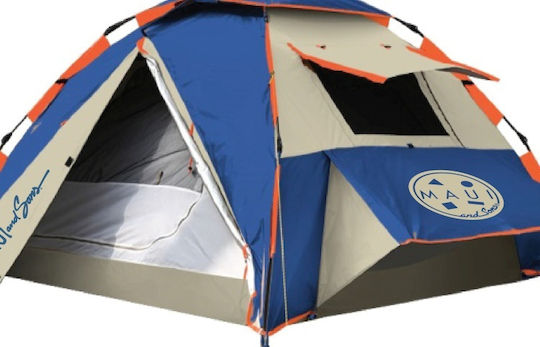 Maui & Sons Cort De Camping Igloo Automat Albastru Cu Dublu Material 3 Anotimpuri Pentru 3 Persoane 310x210x140cm
