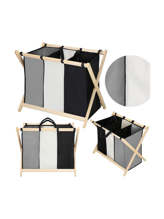 Coș De Rufe Din Lemn Pliabil 105lt 67x43x55cm Negru