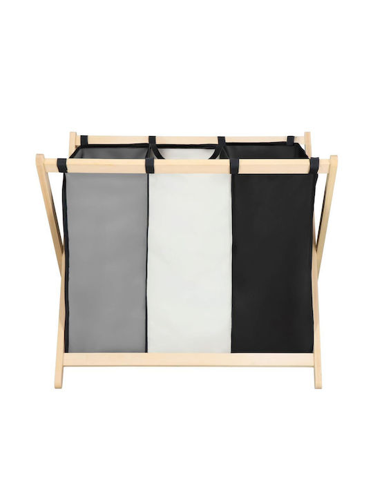 Καλάθι Απλύτων Ξύλινο Πτυσσόμενο 105lt 67x42x57cm Μαύρο